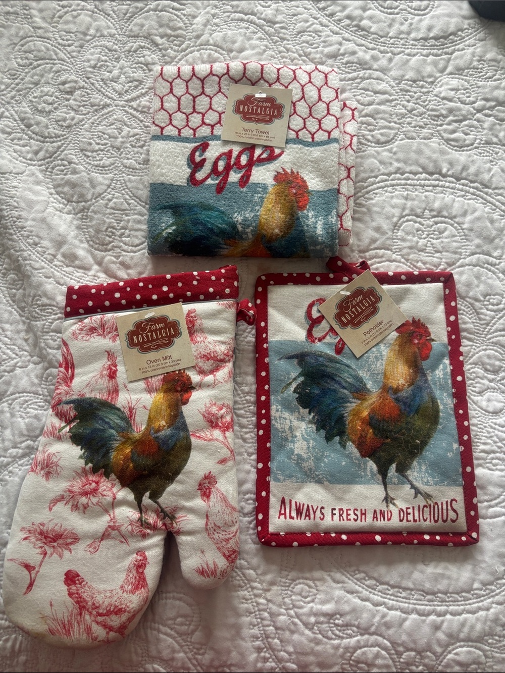 Farm Nostalgia, towel, pot holder, oven mitt - new